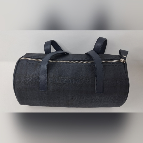 Burberry Overdyed Horseferry Check Knight Barrel Bag Blue Satchel 12 x 6.25" - Picture 2 of 16